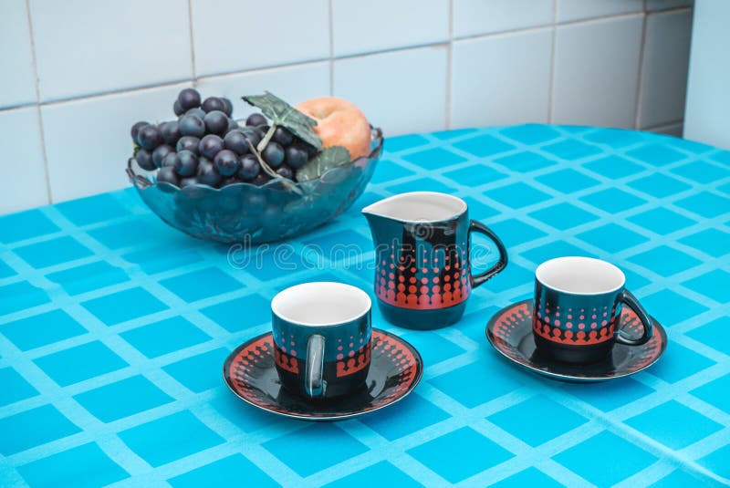 Photo of a table with the circles standing stock image