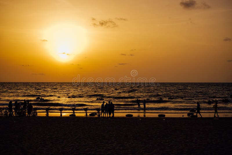 Sunset at the beach in Chaung Tha Myanmar Burma royalty free stock photography Sunset at the beach in Chaung Tha Myanmar Burma royalty free stock photography