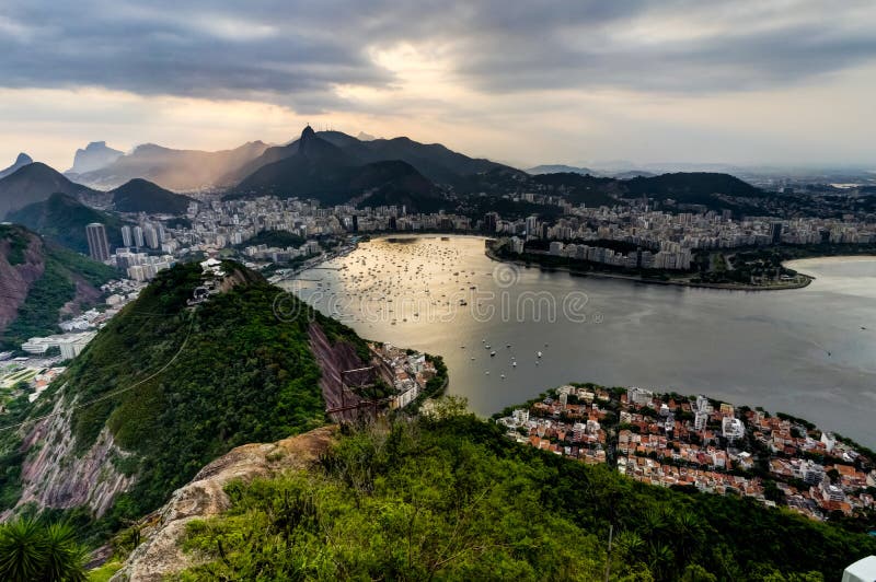 Rio de Janeiro View from Sugarloaf Mountain over the City during sunset stock photography Rio de Janeiro View from Sugarloaf Mountain over the City during sunset stock photography