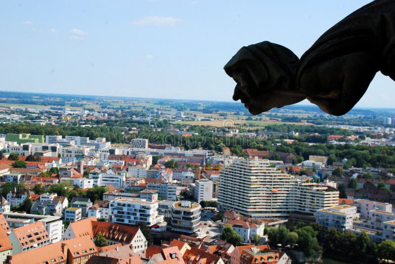 Photo taken from the top of the highest highest church tower in the world, in Ulm/Bavaria/Germany. Photo taken from the top of the highest highest church tower in the world, in Ulm/Bavaria/Germany