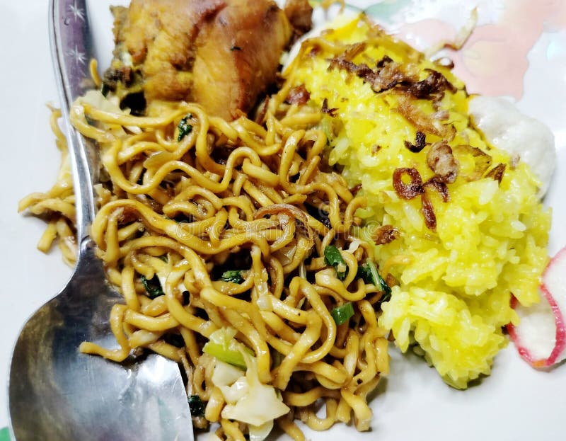 Photo of a Typical Indonesian Food Called Yellow Rice Stock Photo