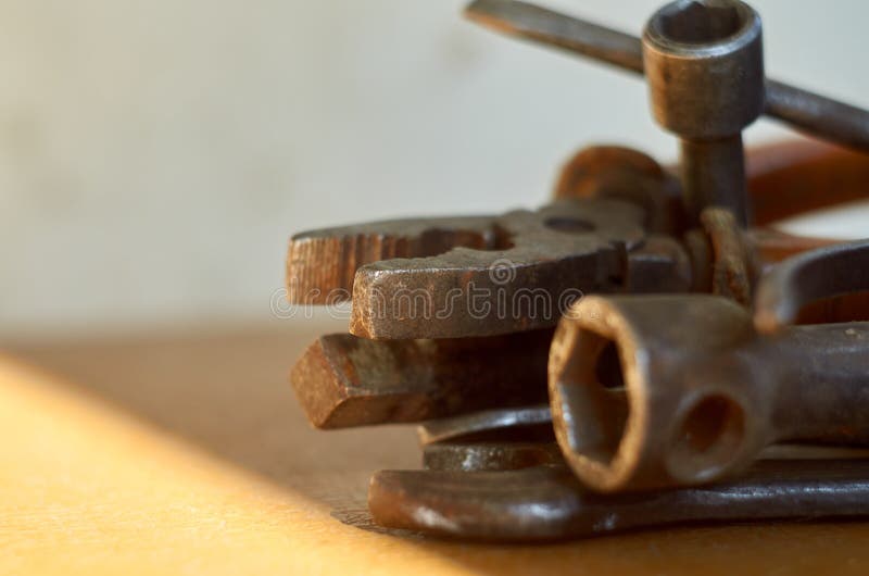 Photo of various instruments on the table royalty free stock photography