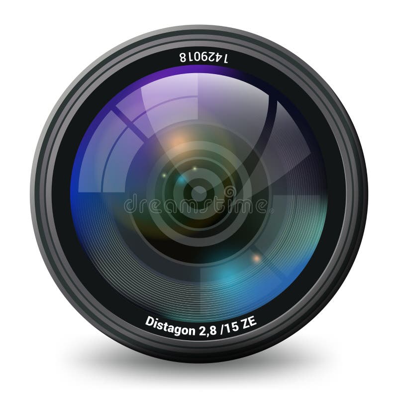 Photo Video Camera Lens Isolated Front View Stock Vector - Illustration ...