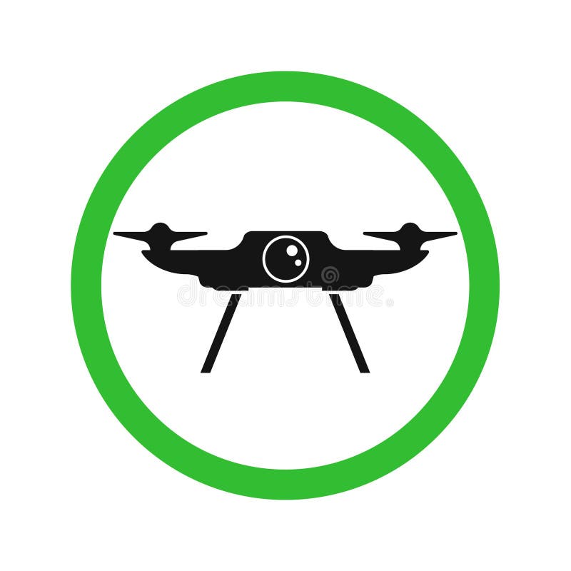 Photo and video drone icon. Drone with action camera. Drone sign, symbol. Vector royalty free illustration