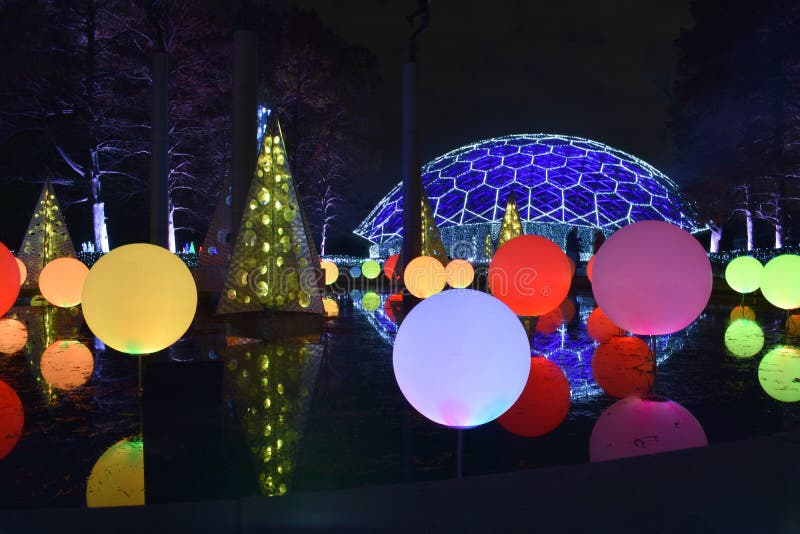 Garden Glow Lights In Missouri Botanic Garden Editorial Stock