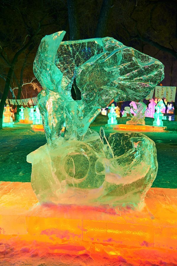 The ice lamps in the park nightscape