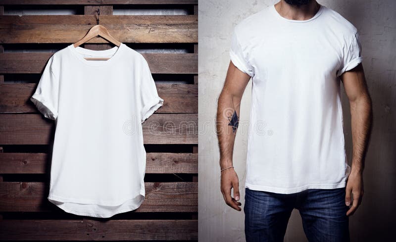 Download Photo Of White Tshirt Hanging On Wood Background And ...