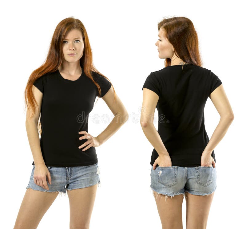 Redhead with Blank Black Shirt Stock Photo - Image of front, redhead ...