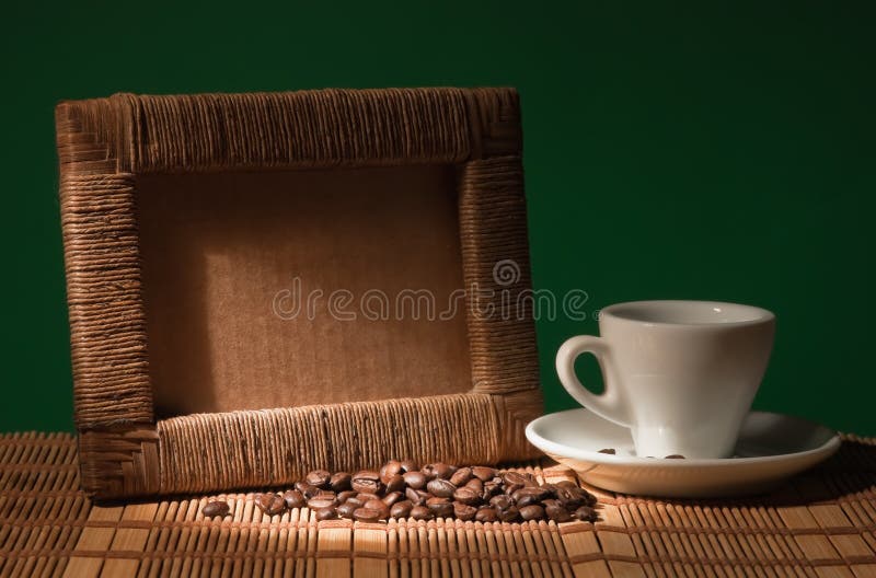 Photoframe and a cup stock image. Image of spice, grained 133098531