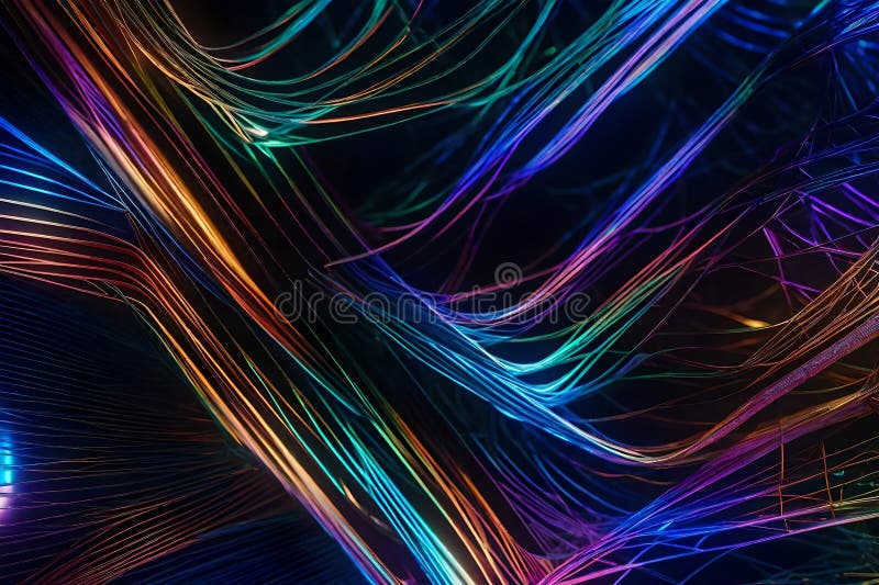 An array of iridescent feathers, their vibrant hues creating a captivating,  abstract background