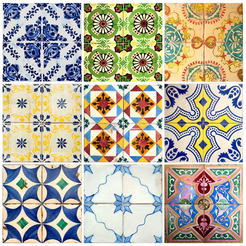 Collection of Colorful Patterns Tiles Stock Image - Image of floral ...