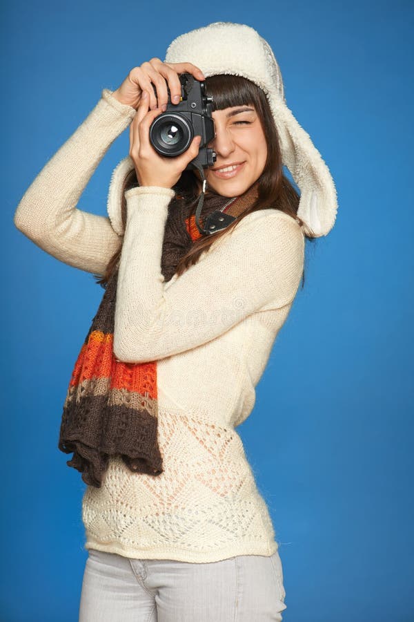 Photographe de femme faisant la photo de vous photo stock Photographe de femme faisant la photo de vous photo stock