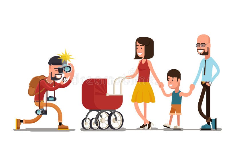 Photographe tirant la famille heureuse illustration libre de droits Photographe tirant la famille heureuse illustration libre de droits