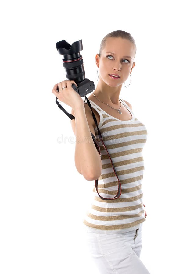 Girl photographer stock image. Image of camera, happiness 2580241
