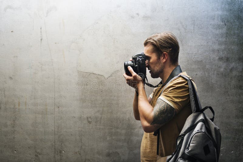 Photographer Camera Dslr Shooting Journalist Concept Stock Image