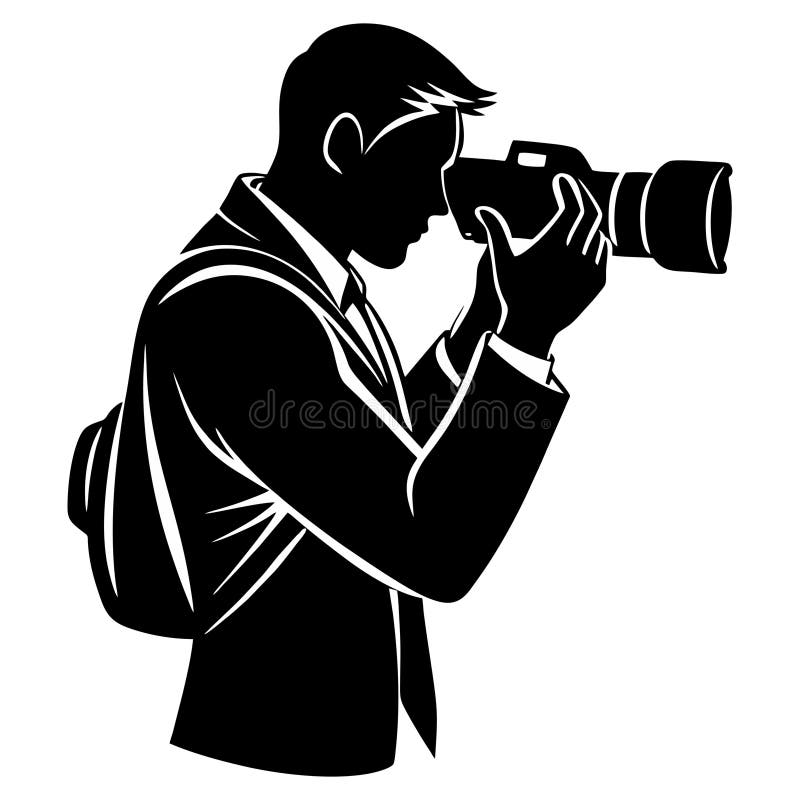 Photographer Man Camera Silhouette Vector Illustration Stock Vector