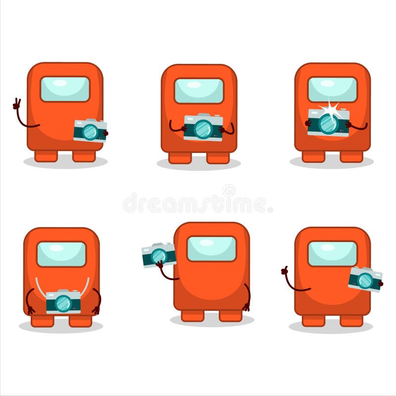 Photographer Profession Emoticon With Among Us Orange Cartoon Character