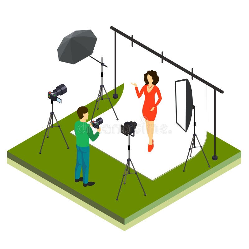 Photographer Shooting Model in Studio royalty free illustration Photographer Shooting Model in Studio royalty free illustration