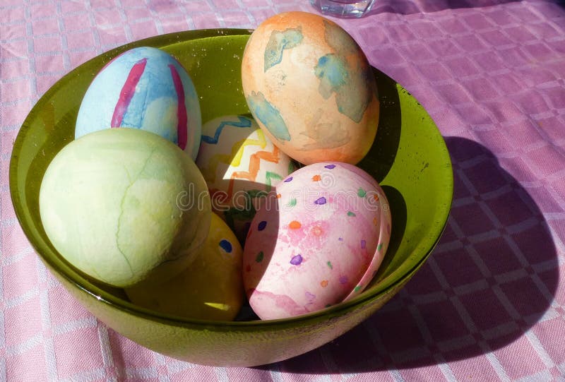 Photographs of painted eggs during the Easter period in Italy
