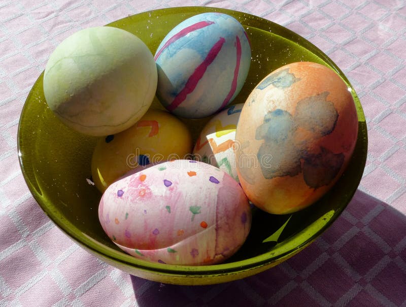 Photographs of painted eggs during the Easter period in Italy