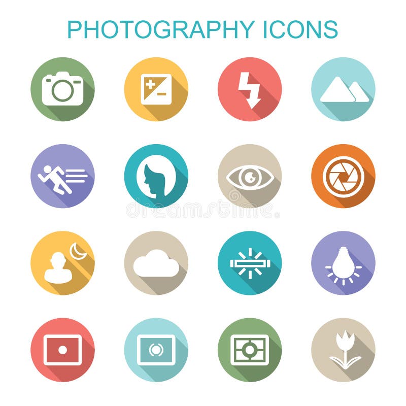 Photography long shadow icons