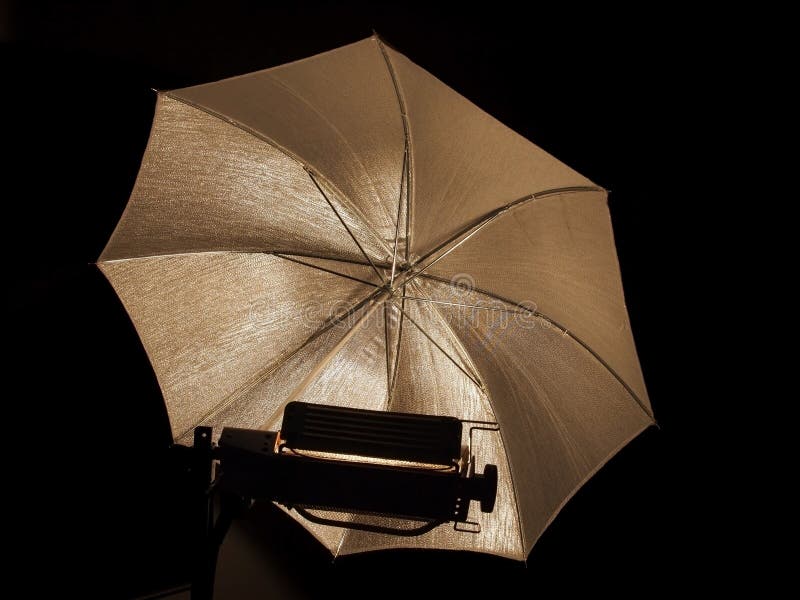 Umbrella Red Light on Black Ground or Umbrella Stock Photo Stock Image