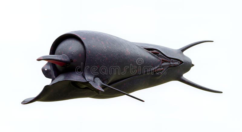 Dark Gray Biomechanical Spaceship Digital Rendering stock illustration