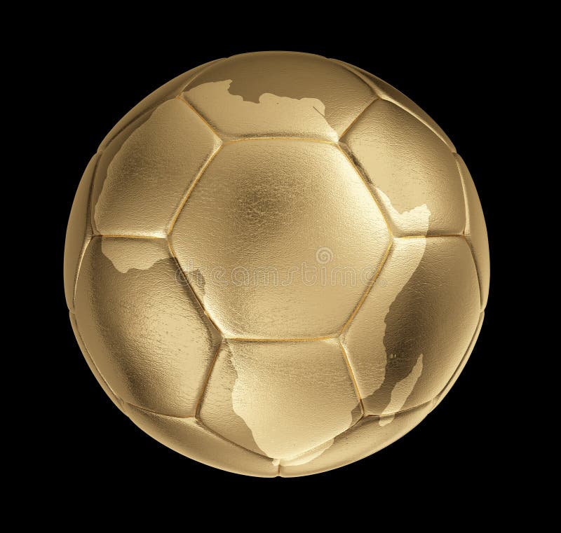 Photorealistic goldener Fußball mit Form von Afrika