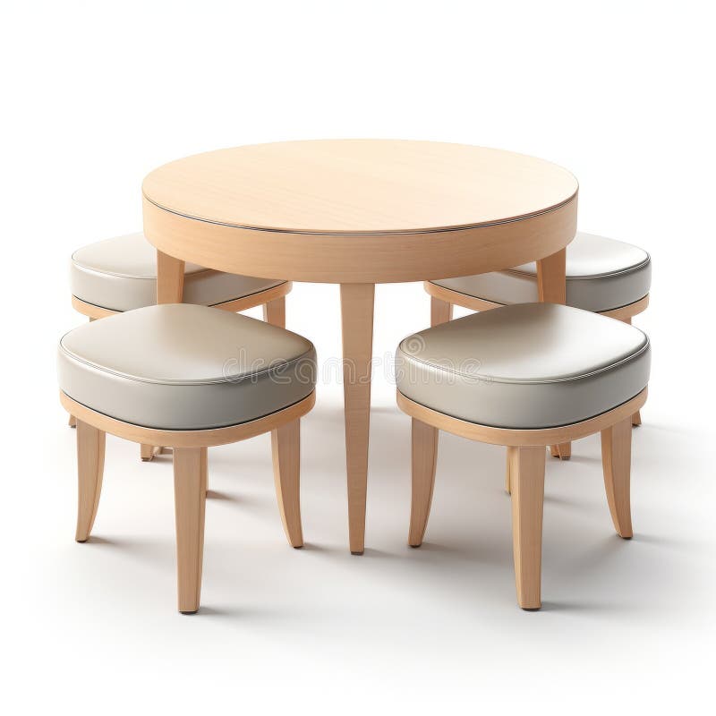 Photorealistic Round Table with Stools Playful and Whimsical Dining