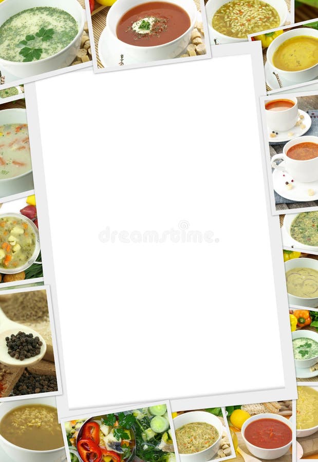 Photos collection of different types of soup stock illustration Photos collection of different types of soup stock illustration