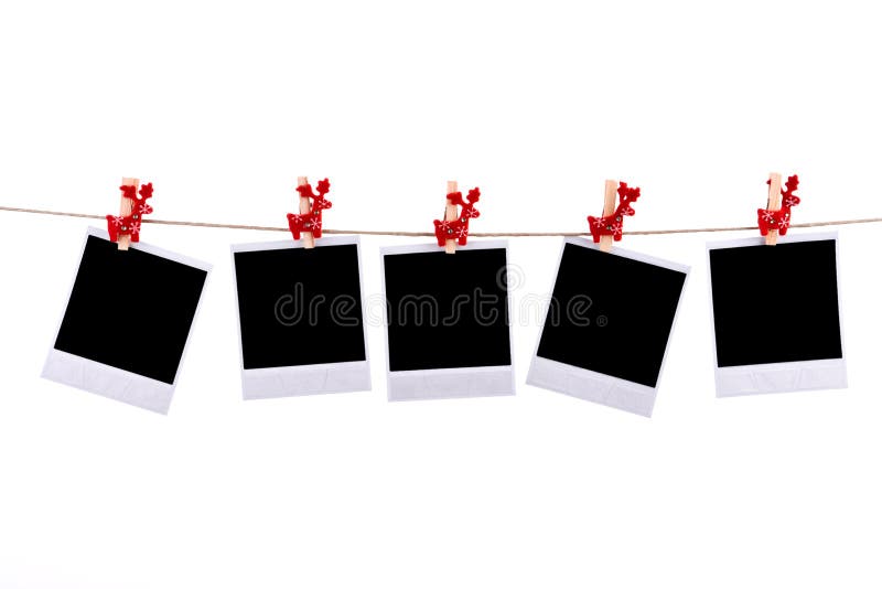 Photos frames with christmas ornaments stock images