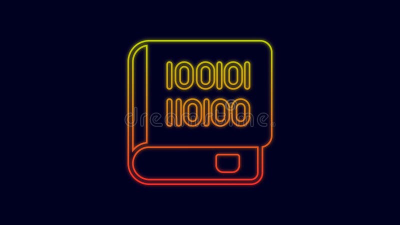 蓝色背景中闪闪发光的霓虹线书关于编程图标. 语言概念. php cssxml 向量例证