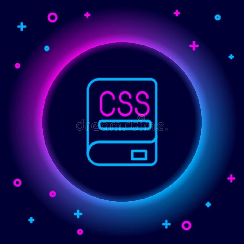 黑色背景中闪闪发光的霓虹线书关于编程图标. 语言概念. php cssxml 皇族释放例证