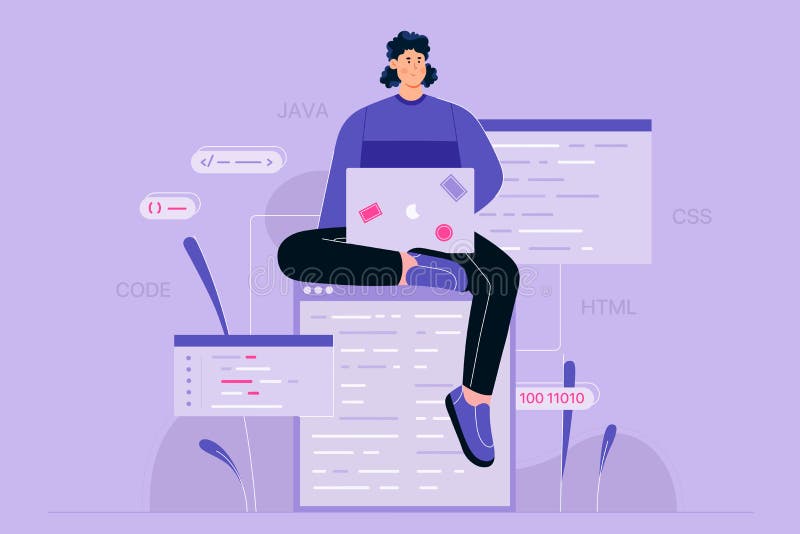 написание кода и программирование в php python javascript программист, работающий в сети бесплатная иллюстрация