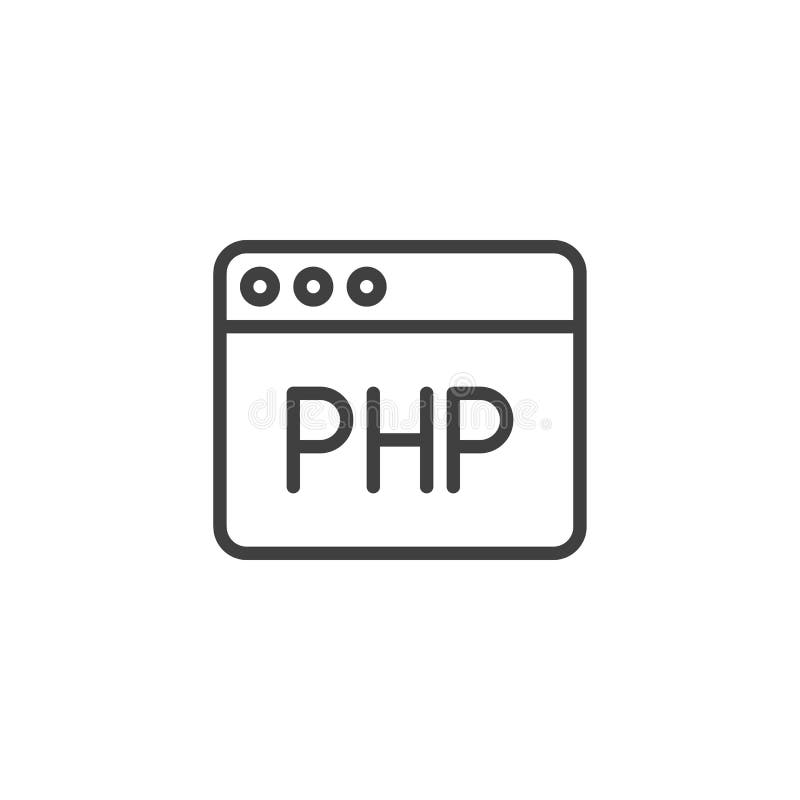 PHP Web Programming Language Line Icon Stock Vector - Illustration of ...