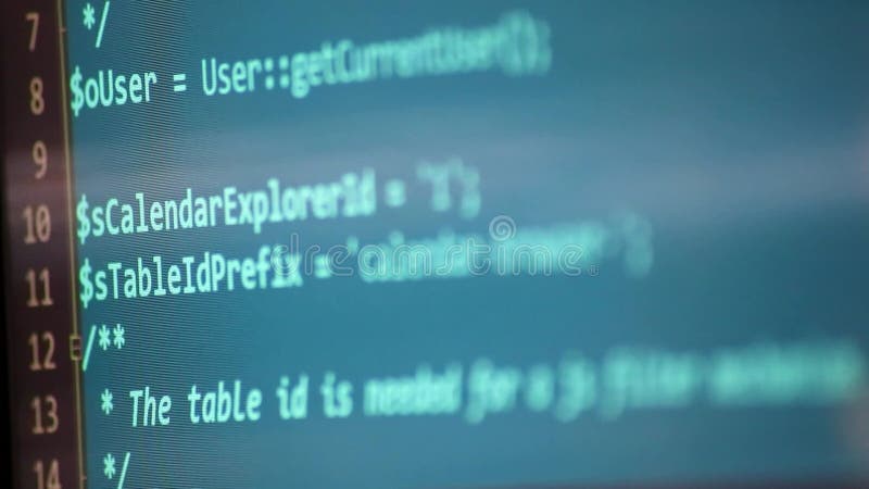 επισκόπηση κωδικού phpcode στην οθόνη από προγραμματιστή web και προγραμματιστή php εμφανίζει οθόνη υπολογιστή με πηγαίο κώδικα το απόθεμα βίντεο