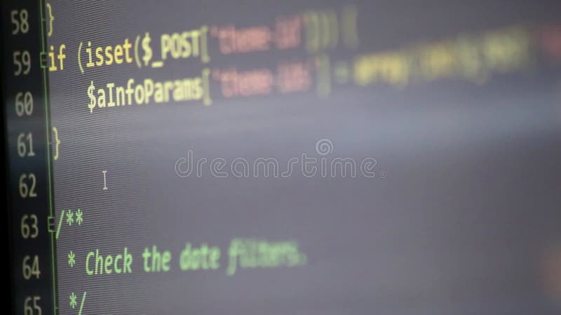 επισκόπηση κωδικού phpcode στην οθόνη από προγραμματιστή web και προγραμματιστή php εμφανίζει οθόνη υπολογιστή με πηγαίο κώδικα το απόθεμα βίντεο