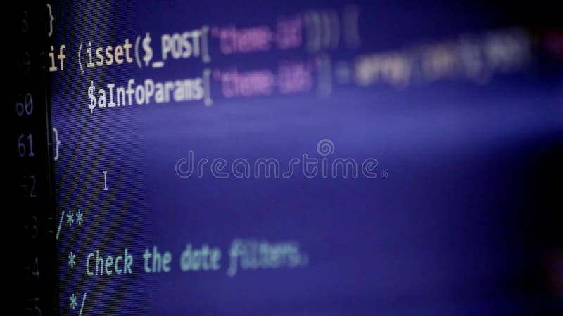 επισκόπηση κωδικού phpcode στην οθόνη από προγραμματιστή web και προγραμματιστή php εμφανίζει οθόνη υπολογιστή με πηγαίο κώδικα το απόθεμα βίντεο