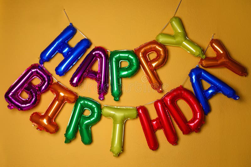 Phrase HAPPY BIRTHDAY made of colorful balloon letters stock image Phrase HAPPY BIRTHDAY made of colorful balloon letters stock image
