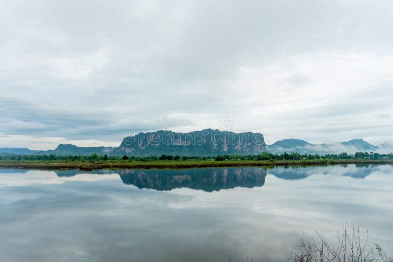 Phuphaman district mountain landscape with front lake reflection background