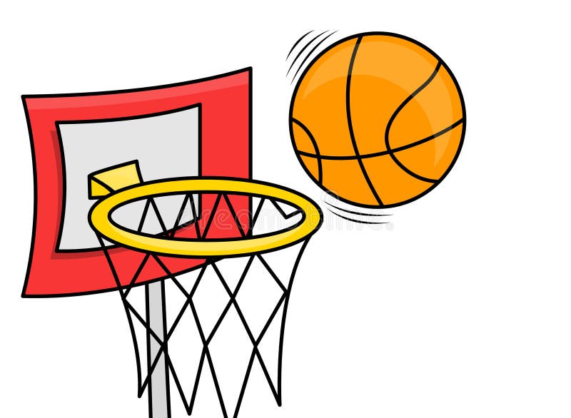 Basketball Goal with a Ball about To Enter the Basket Stock