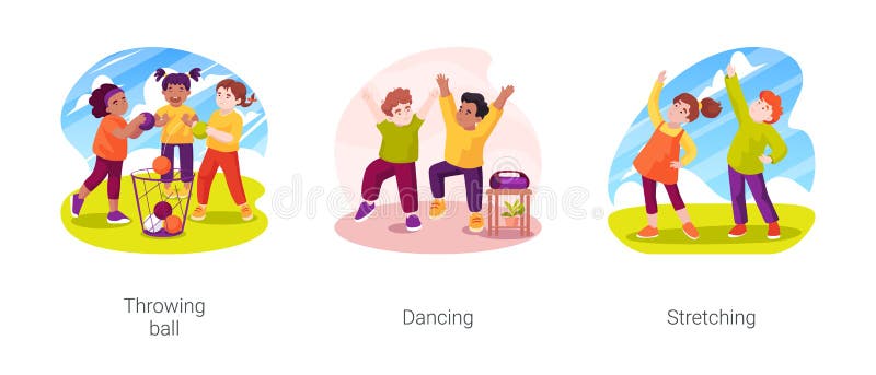 Physical Exercise in Autism Daycare Center Isolated Cartoon Vector
