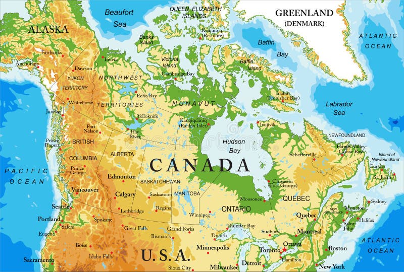 A Physical Map Of Canada