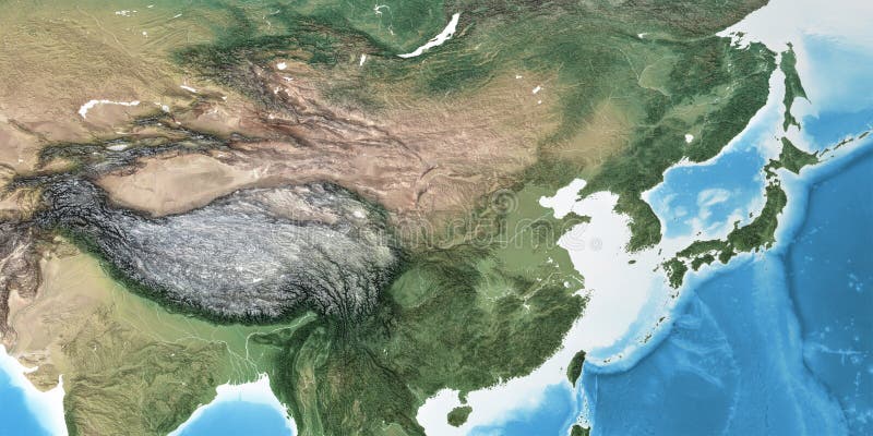 High resolution detailed map of East Asia