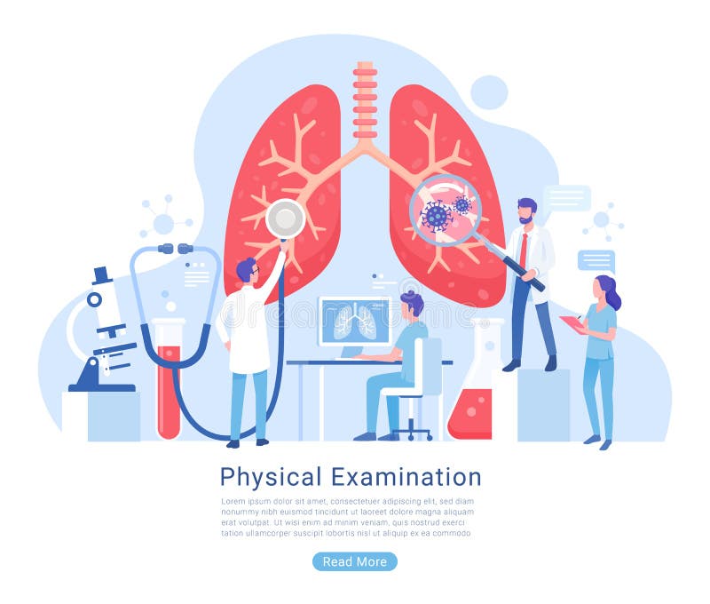 Physical and Respiratory System Examination and Treatment Vector Illustration Stock Vector