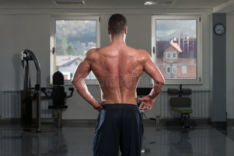 Physically Man Showing His Well Trained Back Stock Image - Image of ...