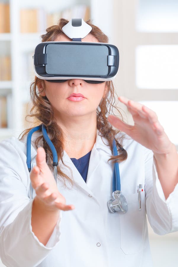 Physician Using Virtual Reality Headset Stock Photo Image of mobile