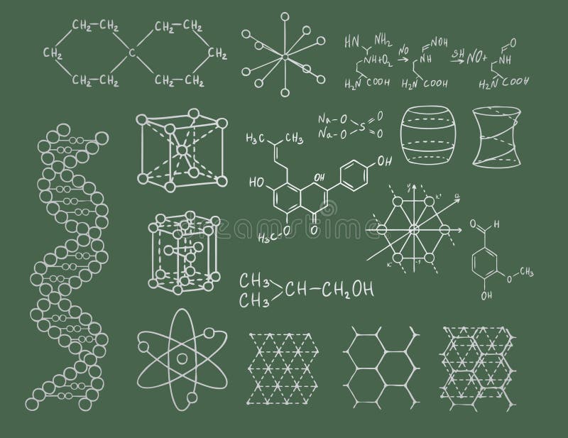 Physics and chemistry vector on green