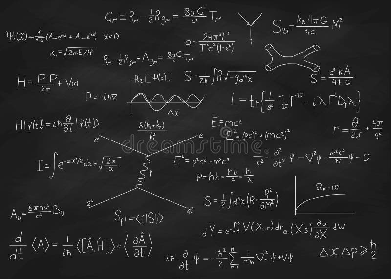 physics equations chalkboard science blackboard math real physical einstein relativity theory string theory quantum 81237232