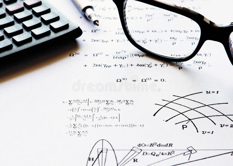 Physics exercises written on a white paper royalty free stock image